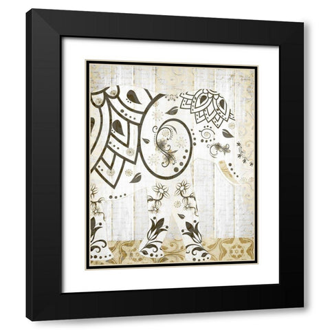 Tribal Elephant 1 Black Modern Wood Framed Art Print with Double Matting by Kimberly, Allen