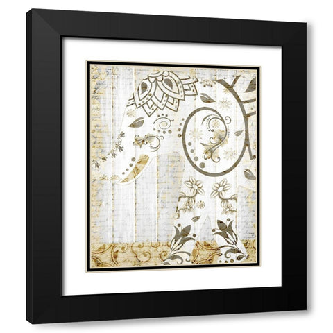 Tribal Elephant 2 Black Modern Wood Framed Art Print with Double Matting by Kimberly, Allen