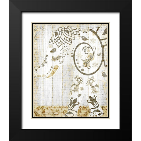 Tribal Elephant 2 Black Modern Wood Framed Art Print with Double Matting by Kimberly, Allen