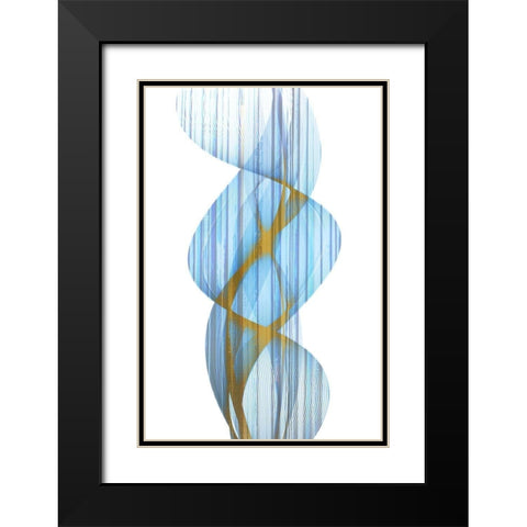 Blue Stripe Black Modern Wood Framed Art Print with Double Matting by Kimberly, Allen