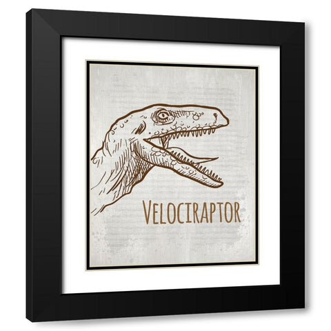 Dinosaur 4 Black Modern Wood Framed Art Print with Double Matting by Kimberly, Allen