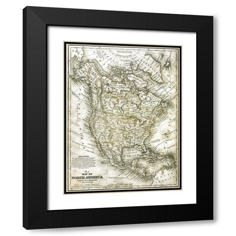 No 4 North America Map Black Modern Wood Framed Art Print with Double Matting by Kimberly, Allen