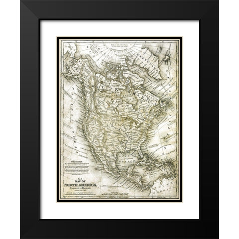 No 4 North America Map Black Modern Wood Framed Art Print with Double Matting by Kimberly, Allen