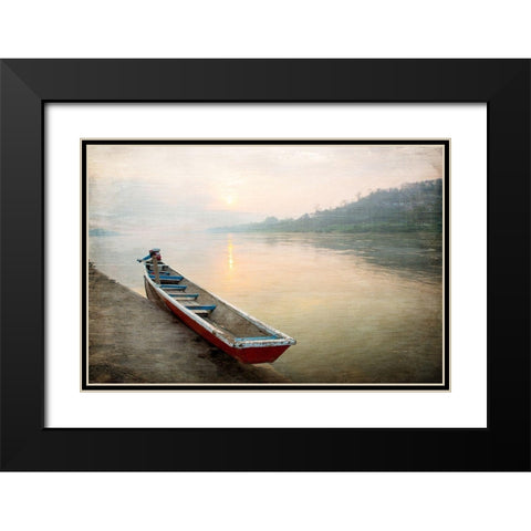 Sunset at the Lake Black Modern Wood Framed Art Print with Double Matting by Kimberly, Allen