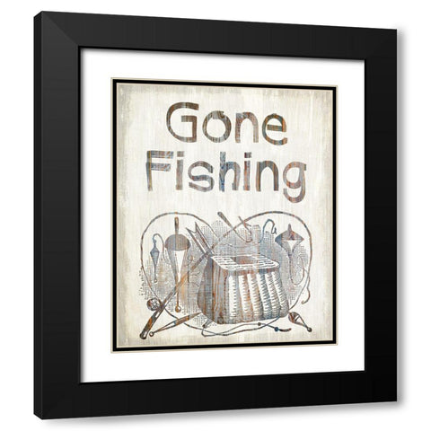 Gone Fishing Black Modern Wood Framed Art Print with Double Matting by Kimberly, Allen