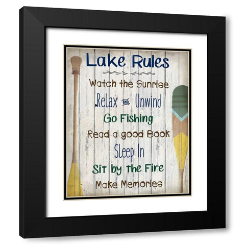 Lake Rules Black Modern Wood Framed Art Print with Double Matting by Kimberly, Allen