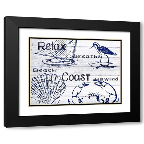 Beach Coast Black Modern Wood Framed Art Print with Double Matting by Kimberly, Allen