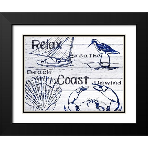 Beach Coast Black Modern Wood Framed Art Print with Double Matting by Kimberly, Allen