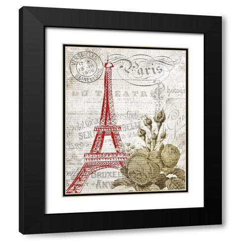 Paris Script Series 1 Black Modern Wood Framed Art Print with Double Matting by Kimberly, Allen