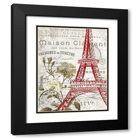 Paris Script Series 2 Black Modern Wood Framed Art Print with Double Matting by Kimberly, Allen