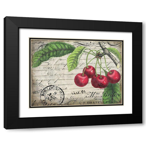 Vintage Cherries Black Modern Wood Framed Art Print with Double Matting by Kimberly, Allen