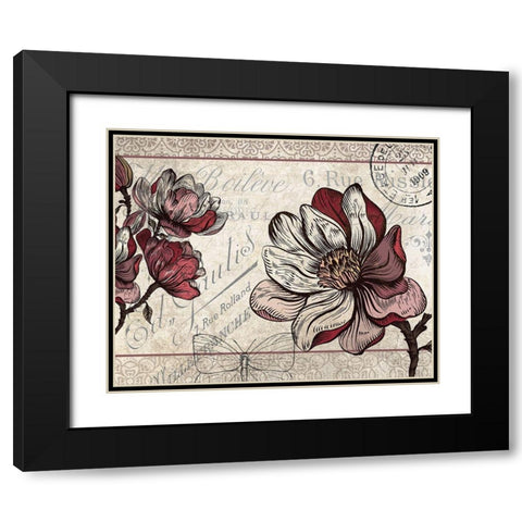 Magnolia Series 1 Black Modern Wood Framed Art Print with Double Matting by Kimberly, Allen
