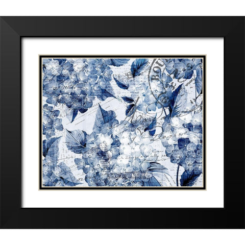 Postcard Hydrangea 2 Black Modern Wood Framed Art Print with Double Matting by Kimberly, Allen