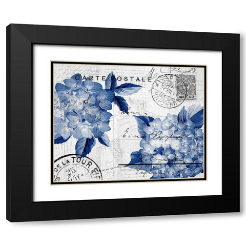 Postcard Hydrangea 4 Black Modern Wood Framed Art Print with Double Matting by Kimberly, Allen