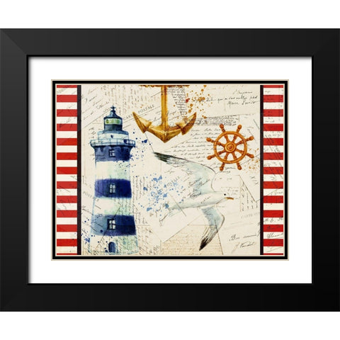 Anchors Away Black Modern Wood Framed Art Print with Double Matting by Kimberly, Allen