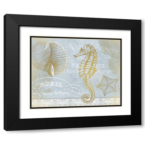 Azure Coastal Calm Series 1 Black Modern Wood Framed Art Print with Double Matting by Kimberly, Allen