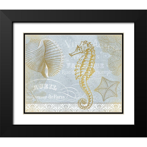 Azure Coastal Calm Series 1 Black Modern Wood Framed Art Print with Double Matting by Kimberly, Allen
