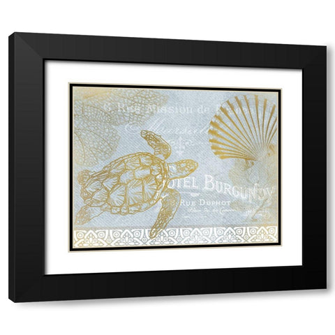 Azure Coastal Calm Series 2 Black Modern Wood Framed Art Print with Double Matting by Kimberly, Allen