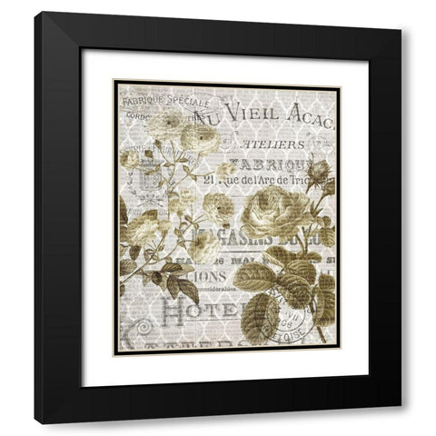 Paris Script Series 5 Black Modern Wood Framed Art Print with Double Matting by Kimberly, Allen