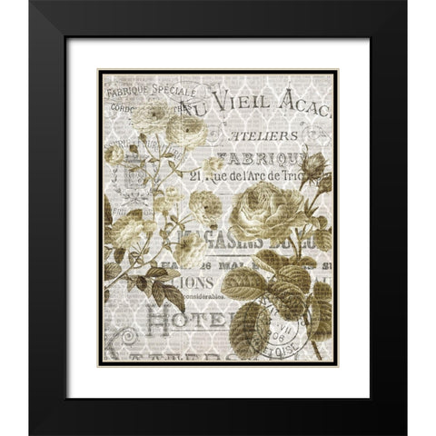 Paris Script Series 5 Black Modern Wood Framed Art Print with Double Matting by Kimberly, Allen