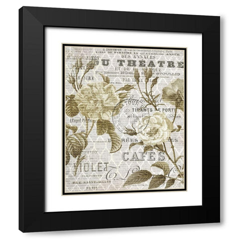 Paris Script Series 6  Black Modern Wood Framed Art Print with Double Matting by Kimberly, Allen