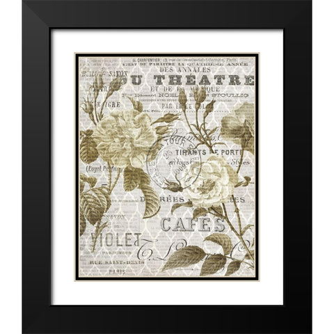 Paris Script Series 6  Black Modern Wood Framed Art Print with Double Matting by Kimberly, Allen