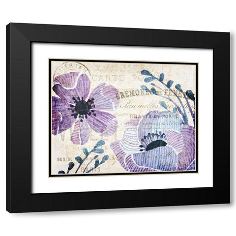 Soft Floral Purple 3 Black Modern Wood Framed Art Print with Double Matting by Kimberly, Allen