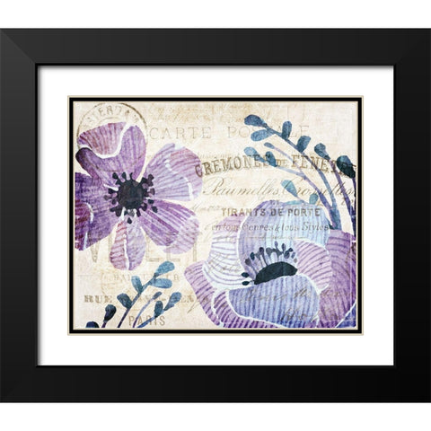 Soft Floral Purple 3 Black Modern Wood Framed Art Print with Double Matting by Kimberly, Allen