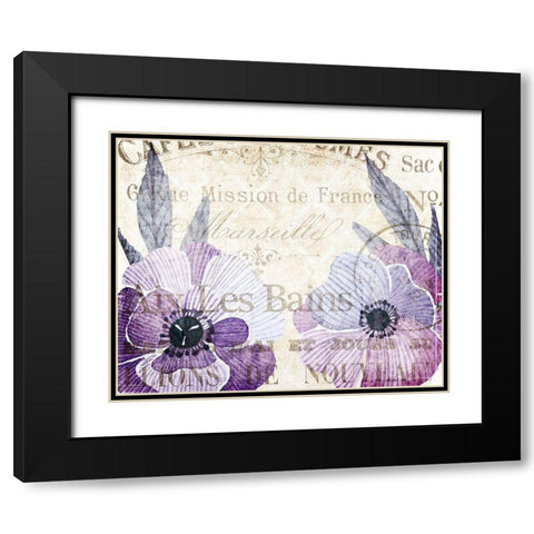 Soft Floral Purple 4 Black Modern Wood Framed Art Print with Double Matting by Kimberly, Allen
