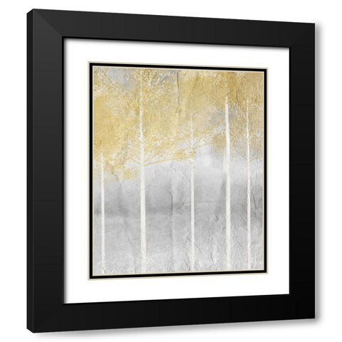 Golden Trees 3 Black Modern Wood Framed Art Print with Double Matting by Kimberly, Allen