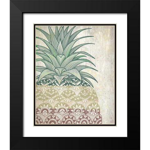 Tri Color Pineapples 1 Black Modern Wood Framed Art Print with Double Matting by Kimberly, Allen