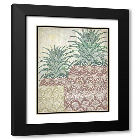 Tri Color Pineapples 2 Black Modern Wood Framed Art Print with Double Matting by Kimberly, Allen