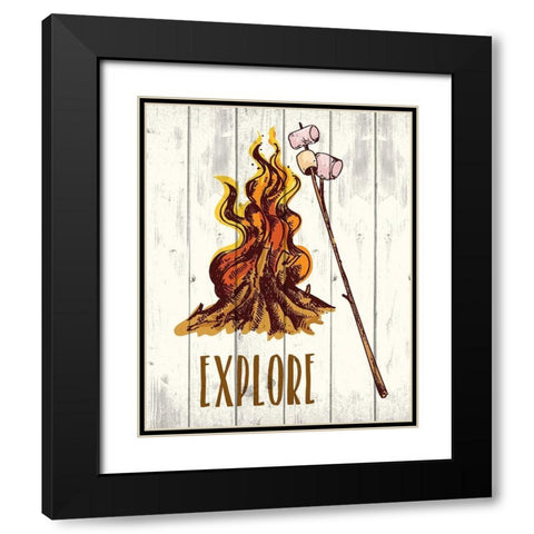Campfire Explorer 1 Black Modern Wood Framed Art Print with Double Matting by Kimberly, Allen