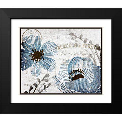 Soft Floral Blue 3 Black Modern Wood Framed Art Print with Double Matting by Kimberly, Allen