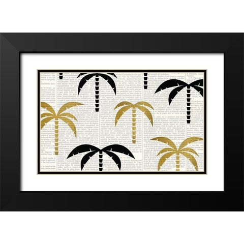 Newspaper Tropics 1 Black Modern Wood Framed Art Print with Double Matting by Kimberly, Allen