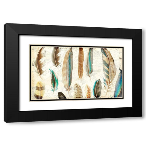 Feather Letters 1 Black Modern Wood Framed Art Print with Double Matting by Kimberly, Allen