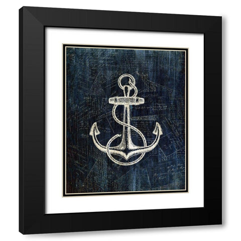 Inverted Anchors Away 1 Black Modern Wood Framed Art Print with Double Matting by Kimberly, Allen