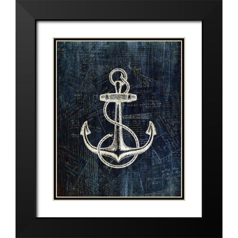 Inverted Anchors Away 1 Black Modern Wood Framed Art Print with Double Matting by Kimberly, Allen