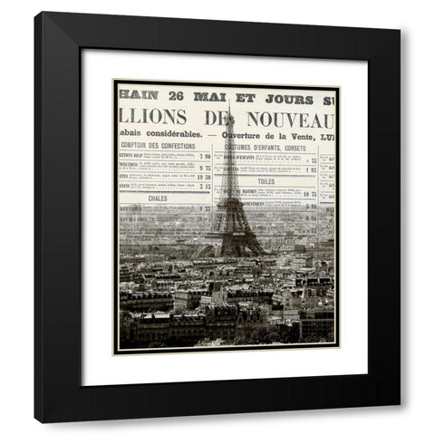 Newspaper City 3 Black Modern Wood Framed Art Print with Double Matting by Kimberly, Allen