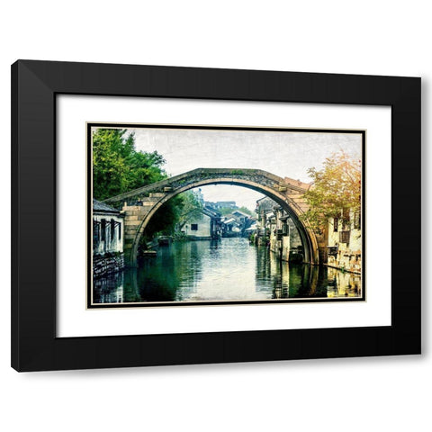 Through the Village Black Modern Wood Framed Art Print with Double Matting by Kimberly, Allen