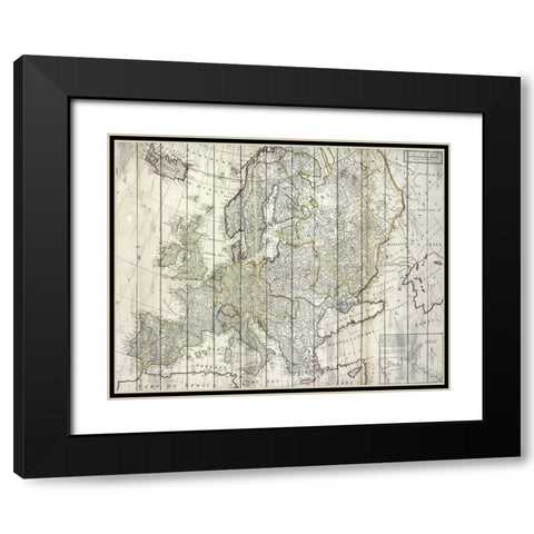 Europe Map  Black Modern Wood Framed Art Print with Double Matting by Kimberly, Allen