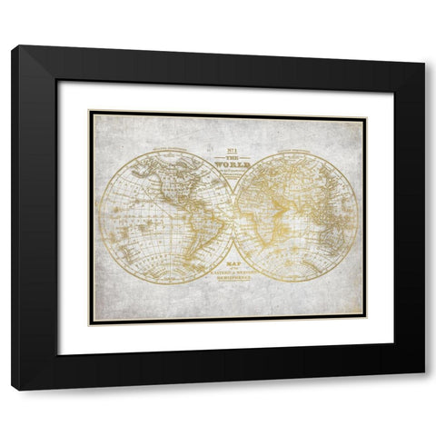 No. 1 World Map Black Modern Wood Framed Art Print with Double Matting by Kimberly, Allen
