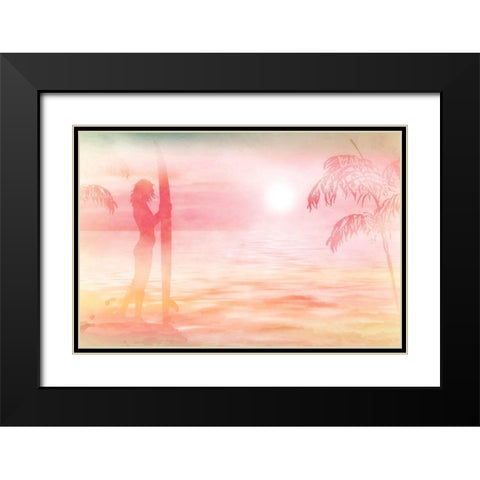 Sunset at the Beach Black Modern Wood Framed Art Print with Double Matting by Kimberly, Allen