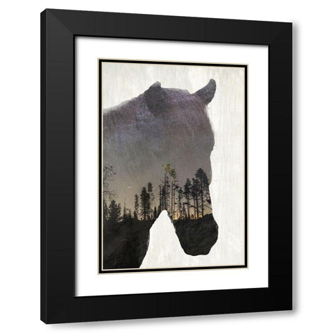 Starry Night Horse Black Modern Wood Framed Art Print with Double Matting by Kimberly, Allen
