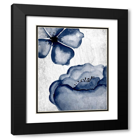 Navy Blooms 1 Black Modern Wood Framed Art Print with Double Matting by Allen, Kimberly