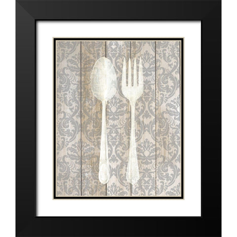 Antique Cutlery 1 Black Modern Wood Framed Art Print with Double Matting by Allen, Kimberly