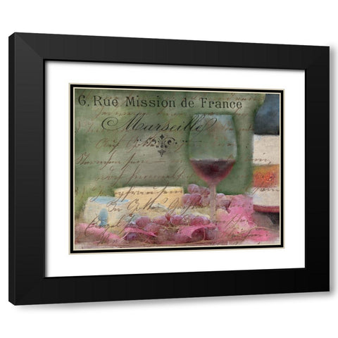 Wine and Cheese Black Modern Wood Framed Art Print with Double Matting by Kimberly, Allen