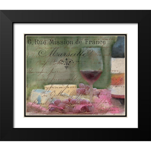 Wine and Cheese Black Modern Wood Framed Art Print with Double Matting by Kimberly, Allen