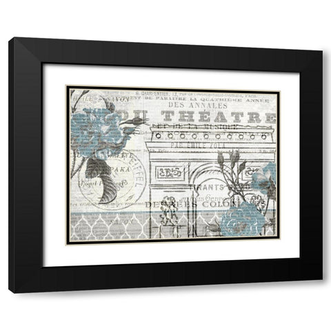 Paris Blue 2 Black Modern Wood Framed Art Print with Double Matting by Kimberly, Allen