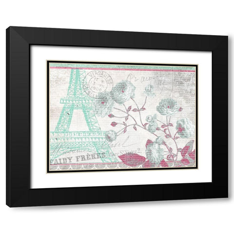 Mint and Pink Paris Black Modern Wood Framed Art Print with Double Matting by Kimberly, Allen